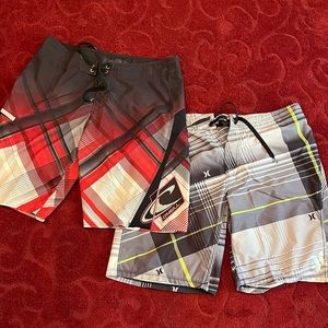 Lot of 2 Men’s Swim Board Shorts size 34, Hurley and O’Neill Super Freak